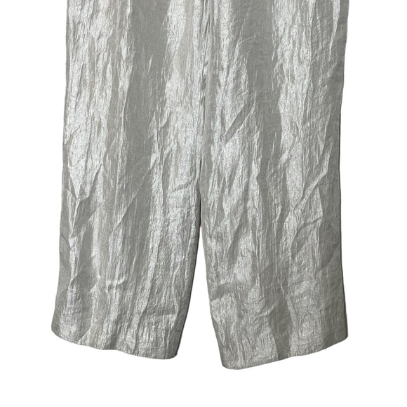 Magaschoni Metallic Silver Ivory Wide Leg High Rise Pant Size 10 Holidays - Picture 5 of 9